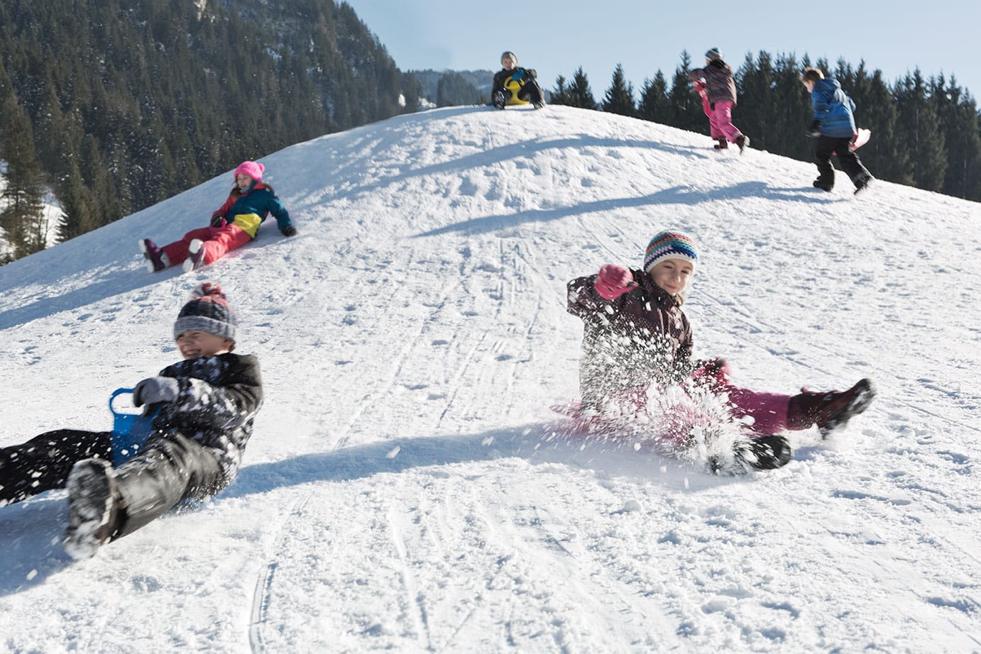 Childrens' playground in the snow at Holzleb'n